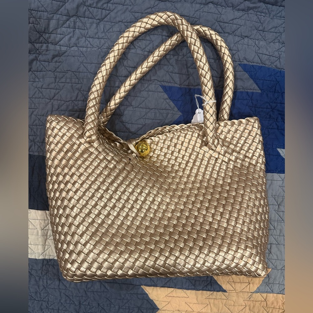 Woven gold bag